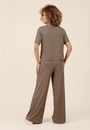 Calça Wide Leg Em Malha Texturizada Com Bolso