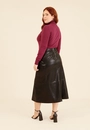 Saia Midi Em PU Bolso Cargo E Fenda