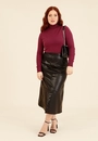 Saia Midi Em PU Bolso Cargo E Fenda