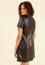 Vestido Curto Em PU Com Recortes