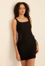 Vestido Curto Em Bengaline Com Ilhós Lateral