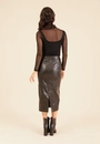 Saia Midi Em PU Com Zíper Lateral
