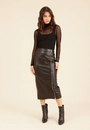Saia Midi Em PU Com Zíper Lateral