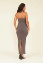 Vestido Midi Ribana Decote Reto Com Fenda
