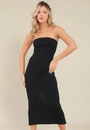 Vestido Midi Ribana Decote Reto Com Fenda