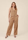 Calça Em Linho Wide Leg Bolso Faca
