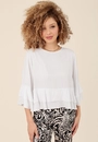Blusa Em Viscose Manga 3/4 Com Babados