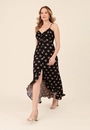 Vestido Midi Alça Com Babado Viscose Estampada Magia do Sol