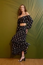 Saia Midi 2 Marias Em Viscose Estampada Magia do Sol
