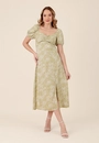 Vestido Midi Em Viscose Liberty Garden Manga Curta Com Fenda