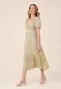 Vestido Midi Em Viscose Liberty Garden Manga Curta Com Fenda