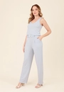 Calça Wide Leg Em Malha Texturizada Com Cinto