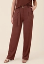 Calça Wide Leg Em Malha Texturizada Com Cinto