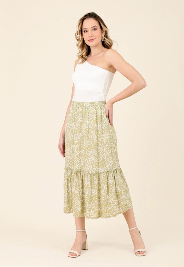Saia Midi Em Viscose Liberty Garden