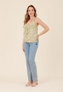 Blusa Em Viscose Liberty Garden Alça Babado Frontal