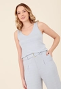 Blusa Em Malha Texturizada Sem Manga Com Argola
