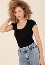 Blusa Básica Em Ribana Manga Curta