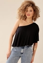 Blusa Ombro Só Com Babados Em Malha Crepe