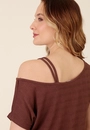 Blusa Em Malha Texturizada Manga Curta Ombro Argola