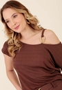 Blusa Em Malha Texturizada Manga Curta Ombro Argola