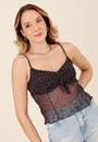 Blusa Em Tule Poá Com Alça E Busto Franzido