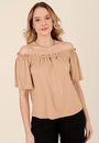 Blusa Em Malha Crepe Manga Curta Metal Busto