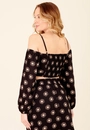 Blusa Cropped Ombro A Ombro Em Viscose Estampada Magia do Sol