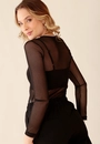 Blusa Em Tule Manga Longa Decote Redondo