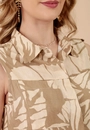 Blusa Colete Em Linho Com Bolso Folhagem Neutra