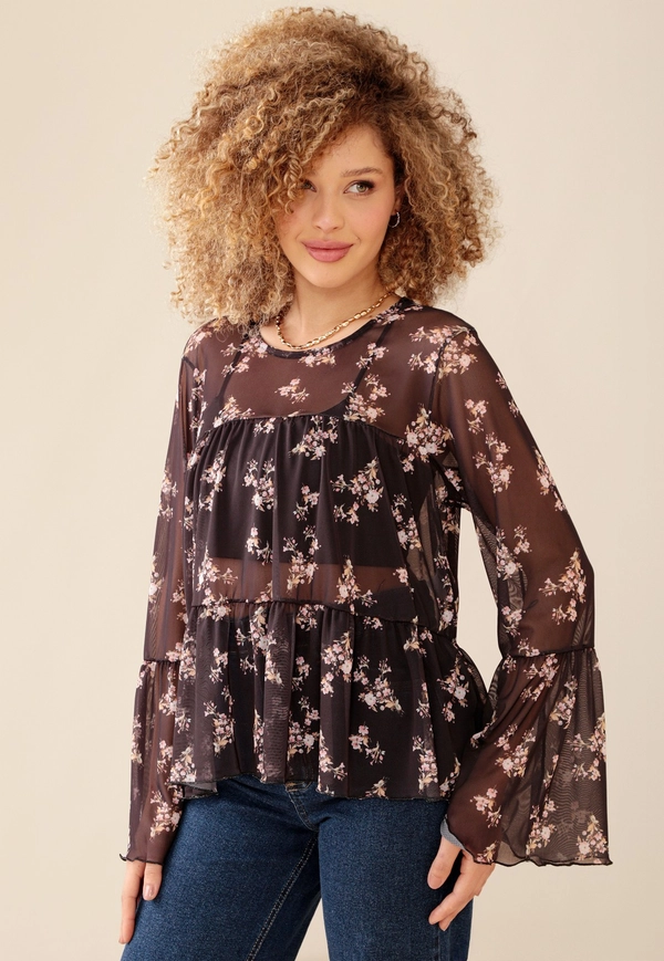 Blusa Em Tule Manga Longa Sweet Darkness