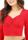Blusa Tricô Manga Longa Canelado Vazado Busto