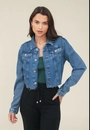 Jaqueta Jeans Cropped Barra Desfiada