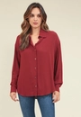 Camisa Crepe Manga Longa Barra Arredondada