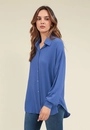 Camisa Crepe Manga Longa Barra Arredondada