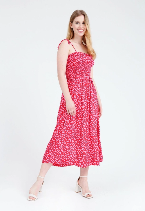 Vestido Alça Lastex Animal Print