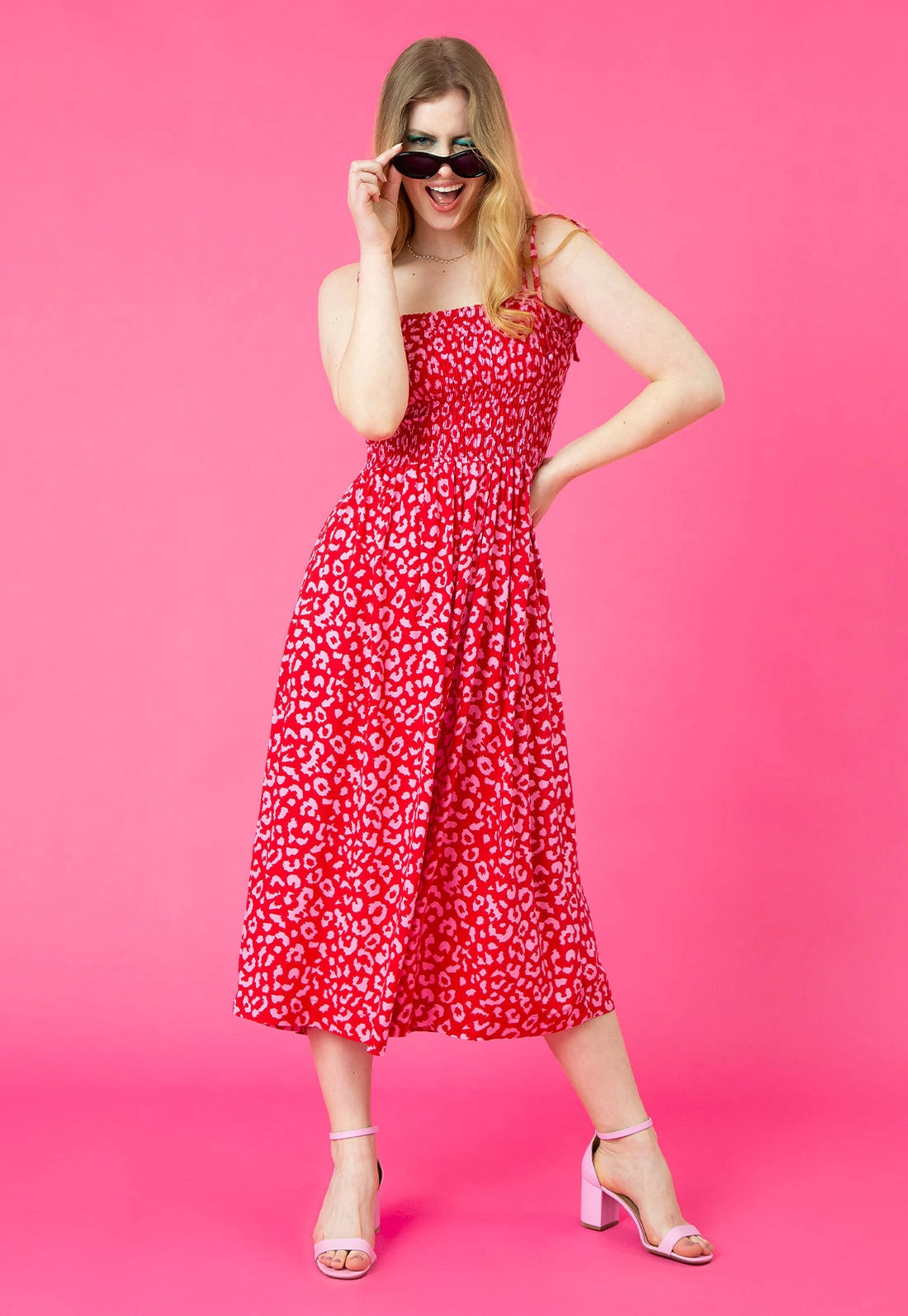 Vestido Alça Lastex Animal Print