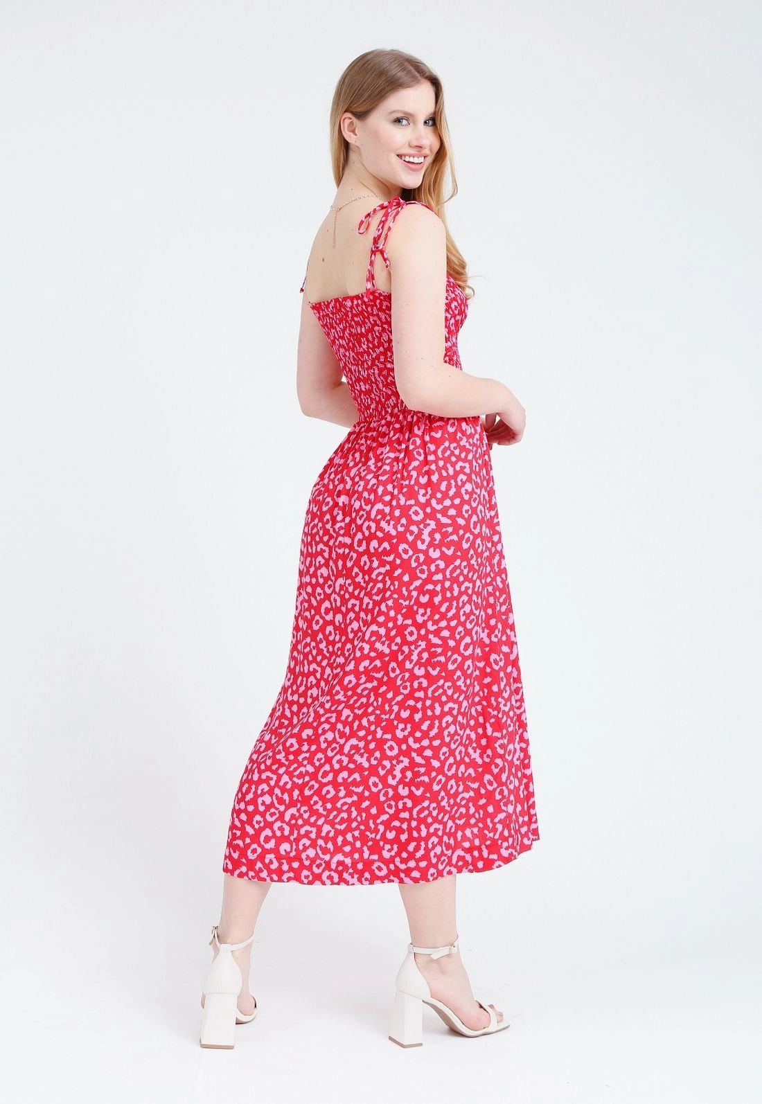 Vestido Alça Lastex Animal Print