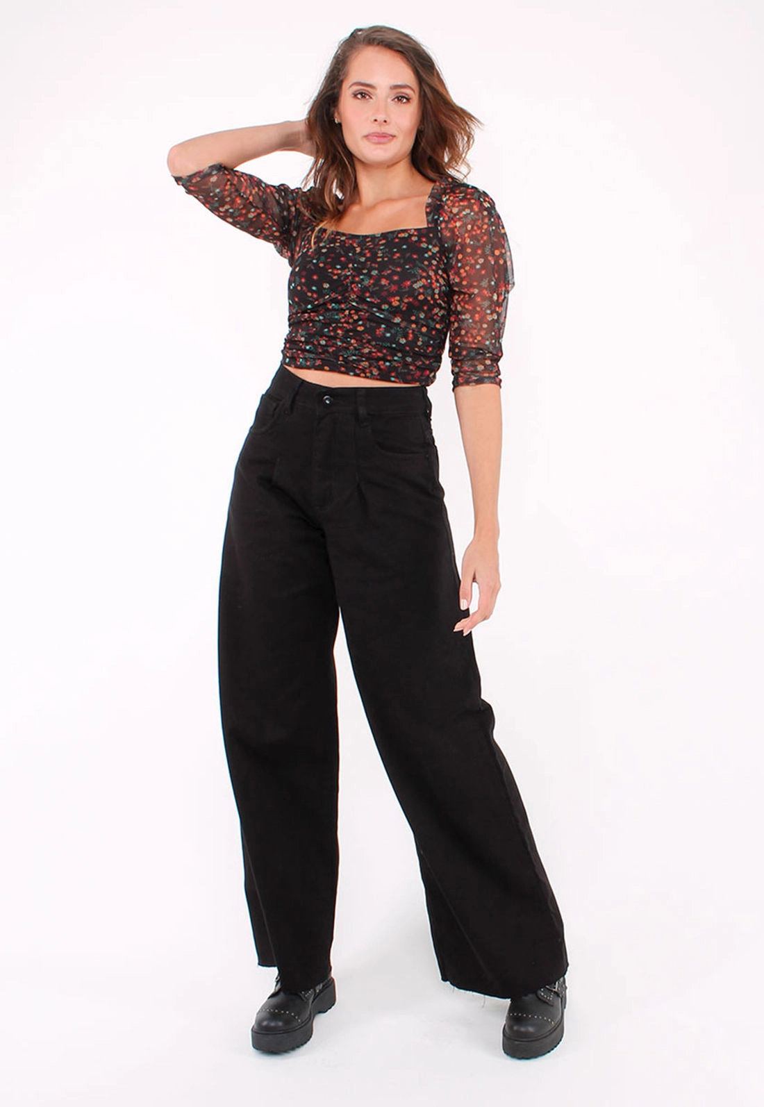 Calça Sarja Pantalona Preta