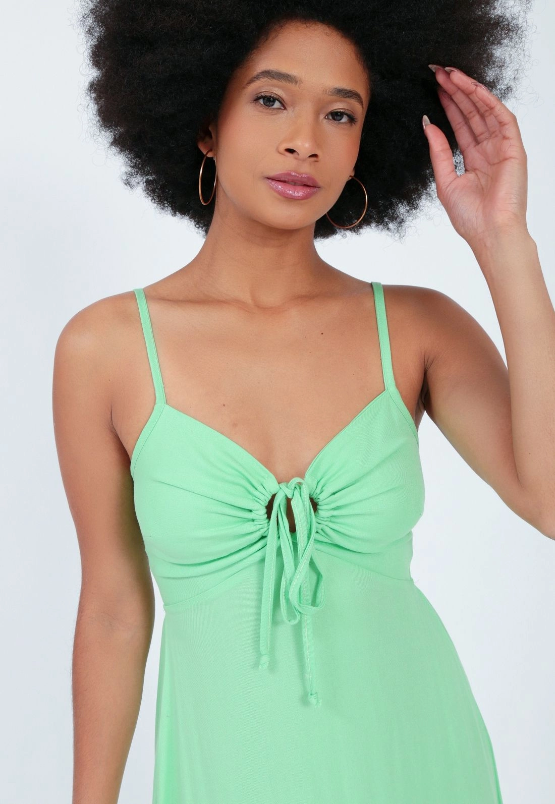 Vestido Viscose Alça Midi Amarração