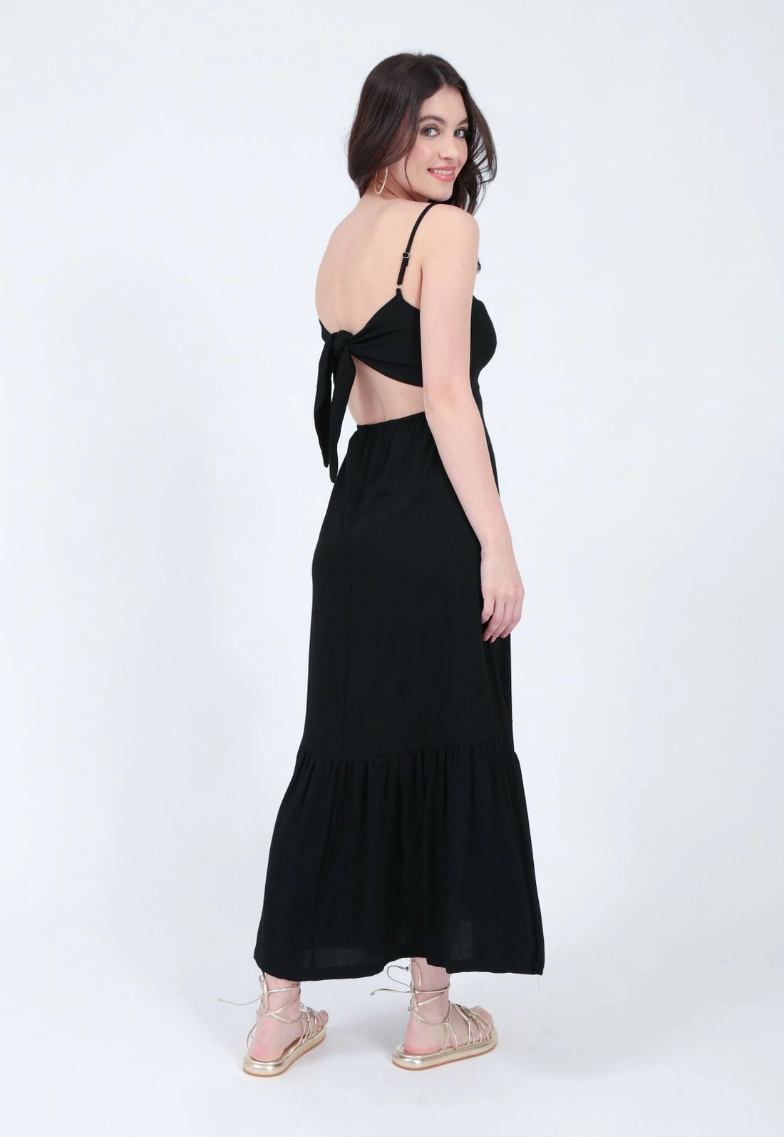 Vestido Viscose Alça Midi Amarração