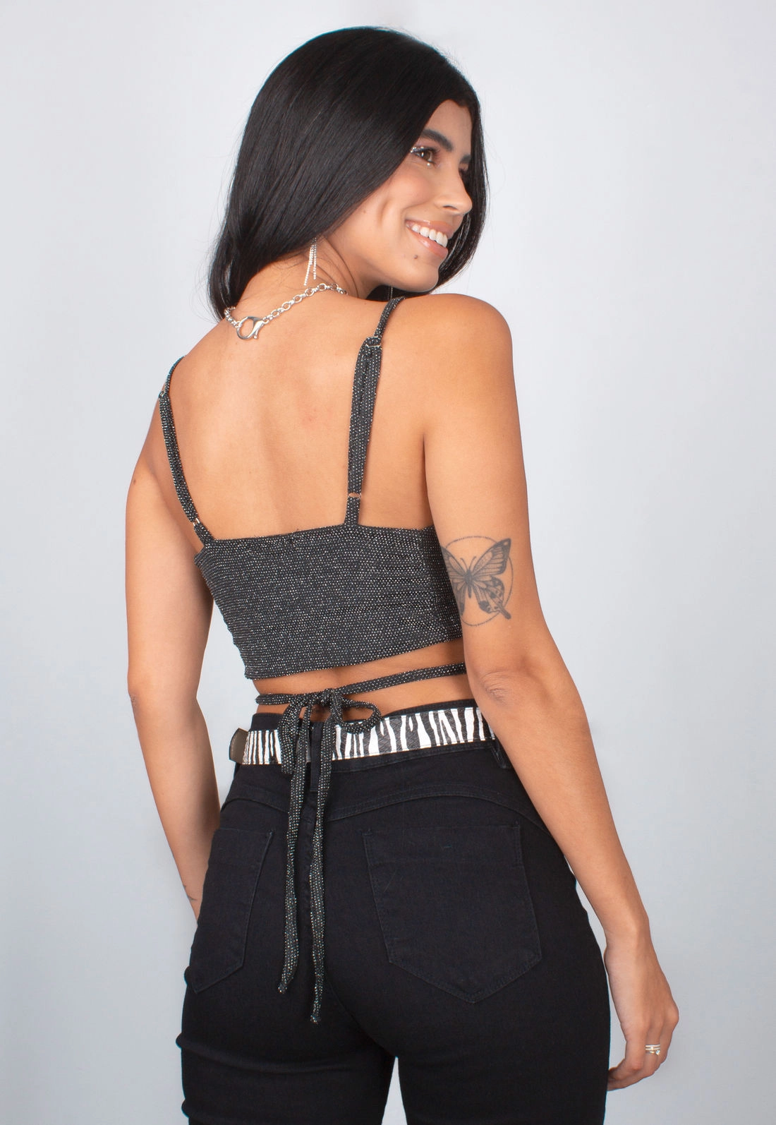 Cropped Lurex Alça Bojo Viés
