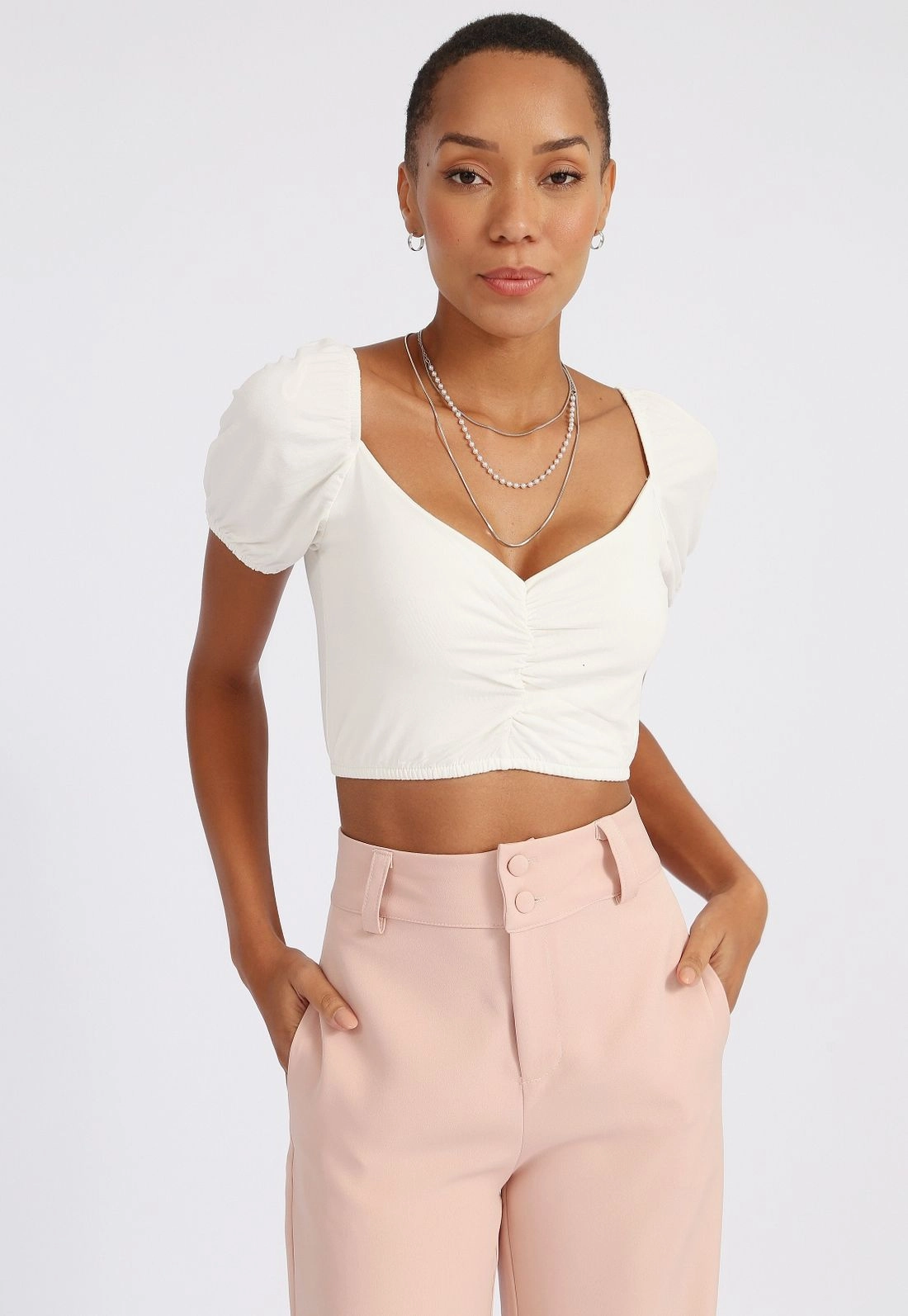 Blusa Cropped Decote Franzido