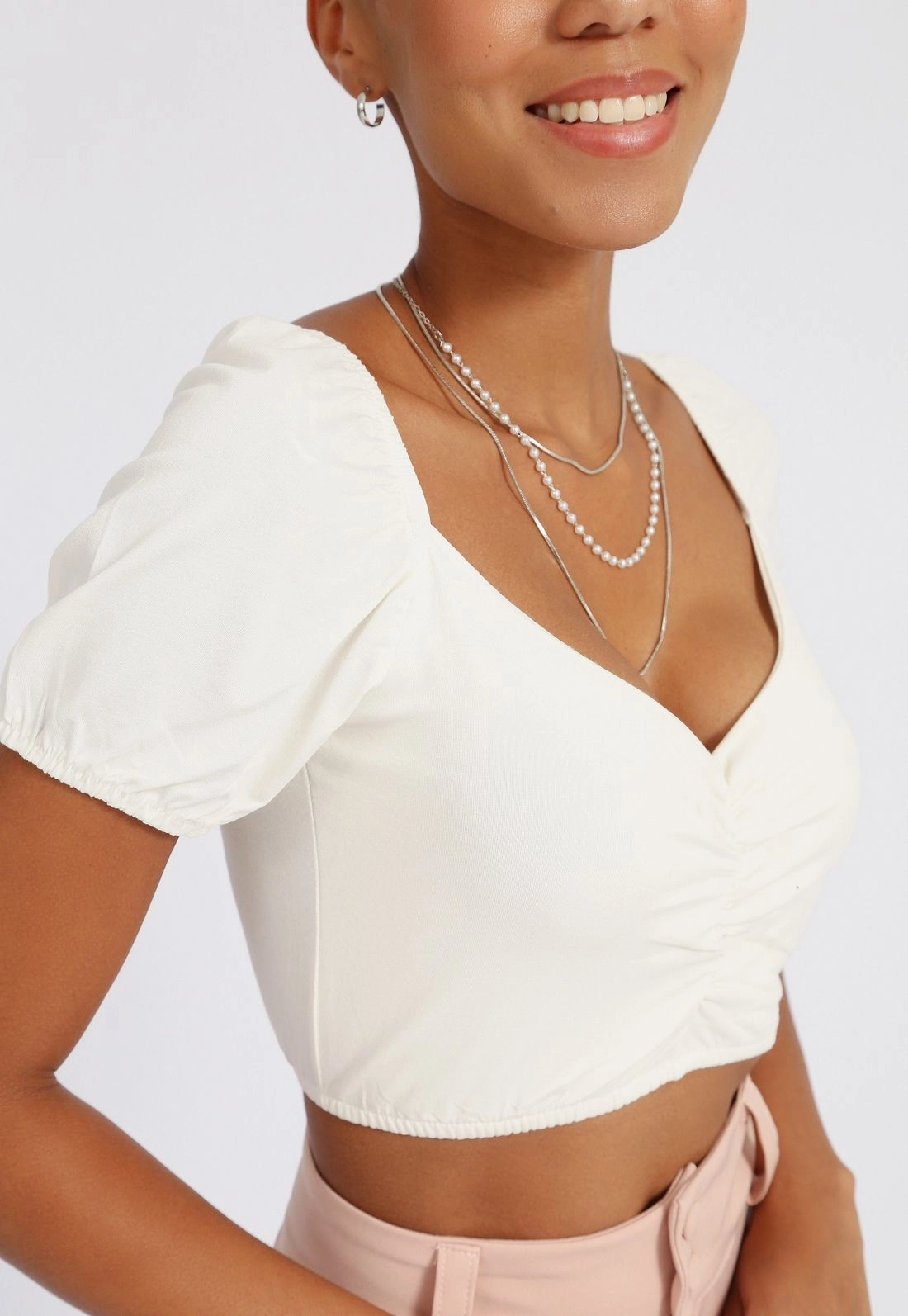 Blusa Cropped Decote Franzido