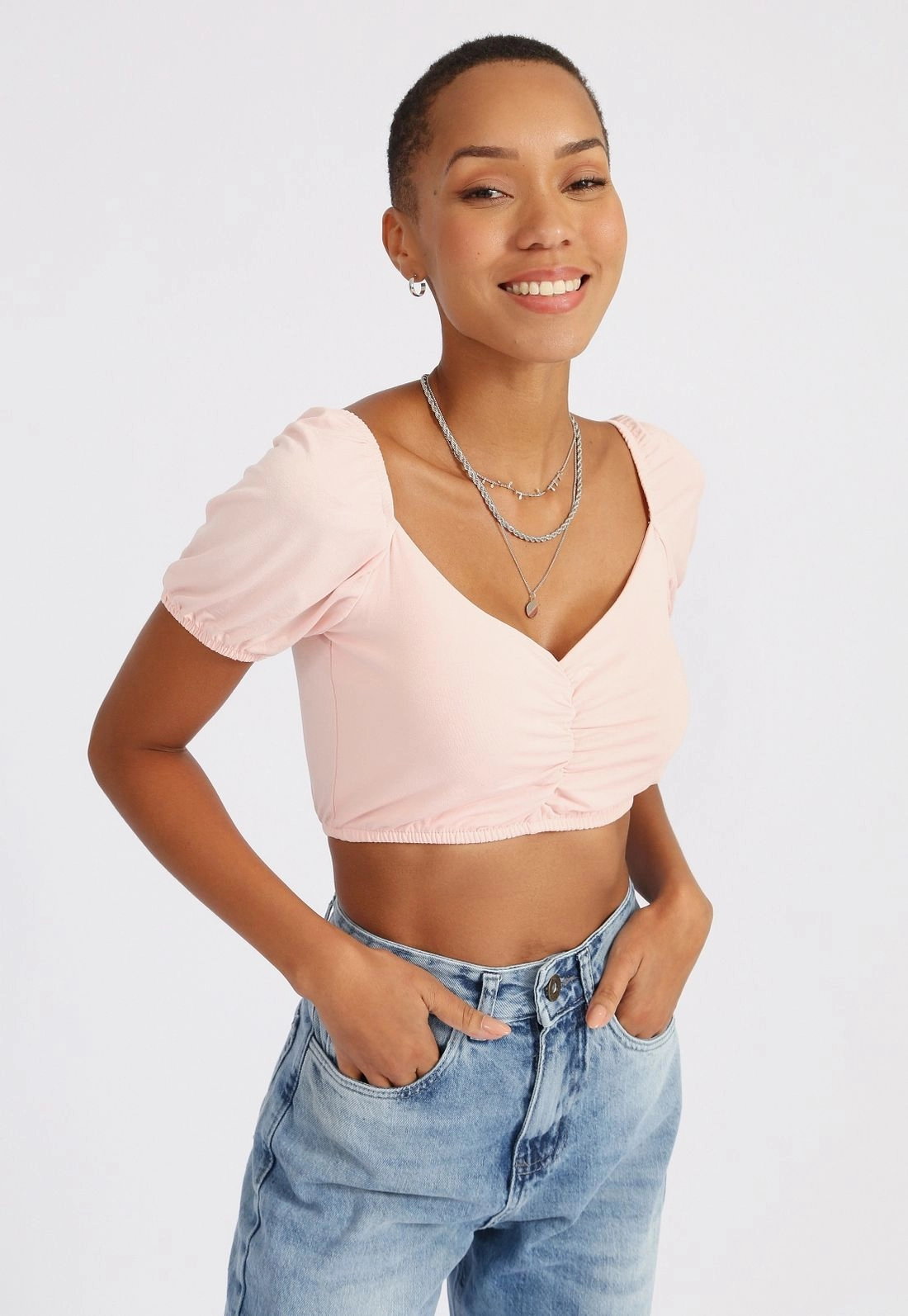 Blusa Cropped Decote Franzido