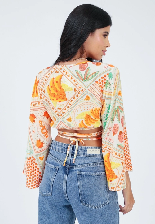 Cropped Viscose Estampada Transpasse
