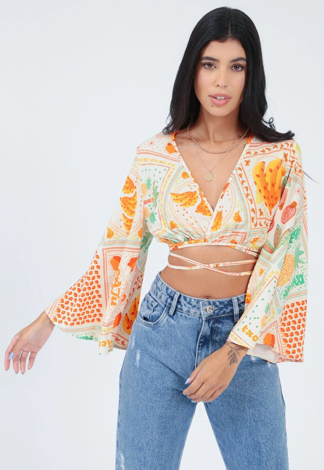 Cropped Viscose Estampada Transpasse