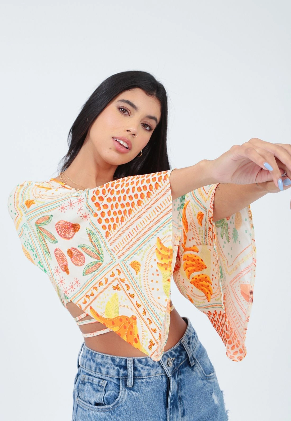 Cropped Viscose Estampada Transpasse