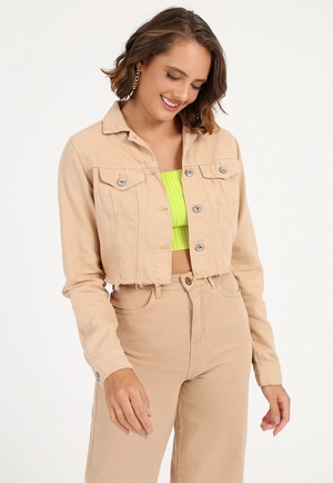 Jaqueta Cropped Sarja Botão