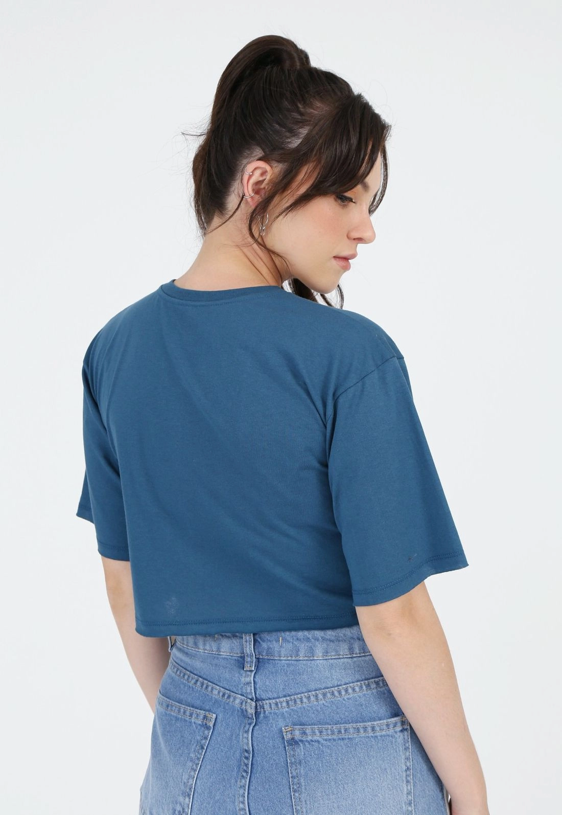 Blusa Cropped Manga Curta Florida
