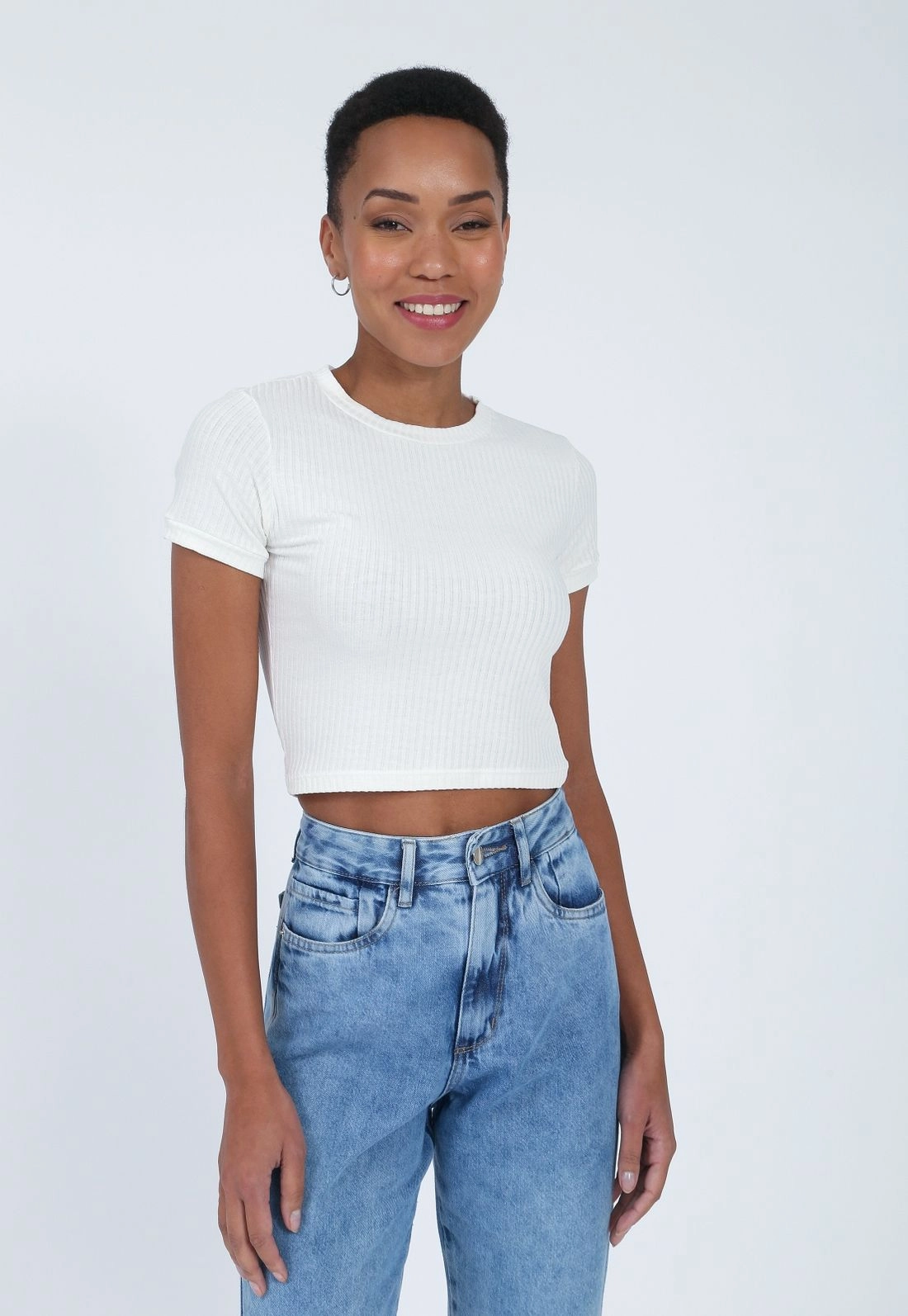 Blusa Ribana Canelada Manga Curta